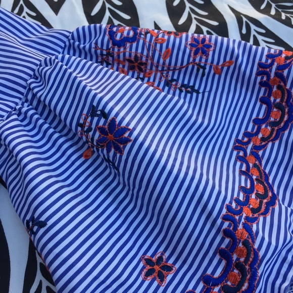 Embroidered Stripe Wrap Top - Picture 5 of 6